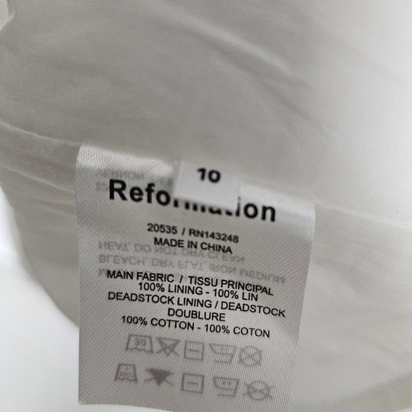Reformation Kathryn Dress Mini White Linen New With Tag Size 10 - Picture 4 of 5